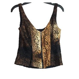 Cache Brown Floral Lace Crop Top